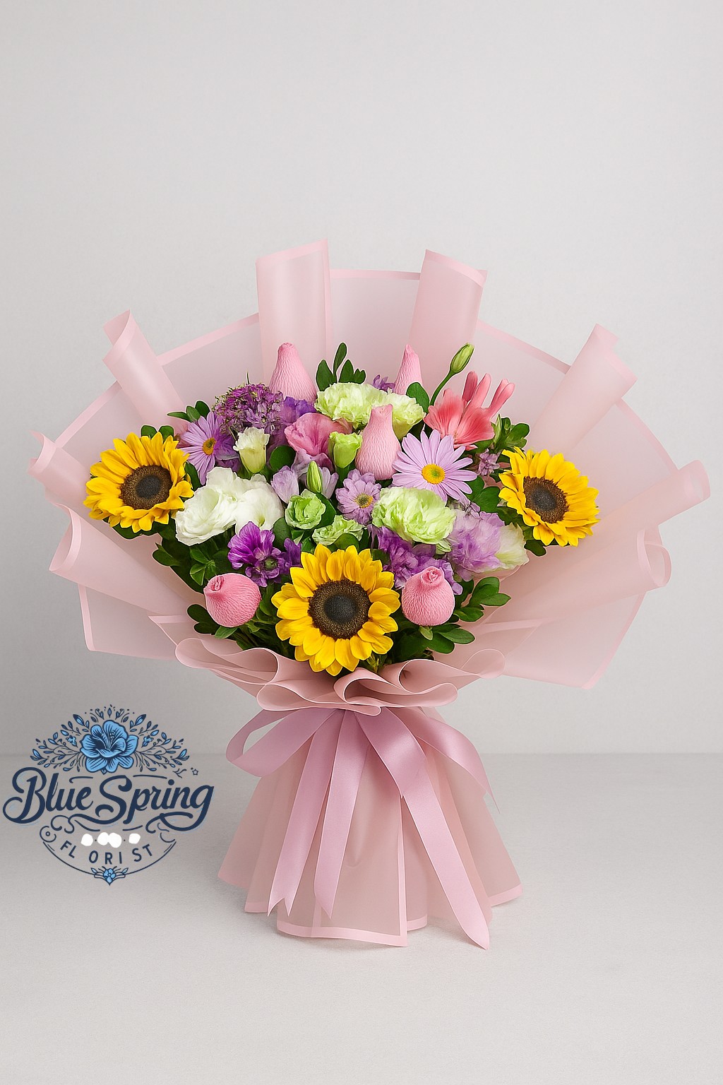 Ramo Primavera con rosas, lisianthus y gerberas